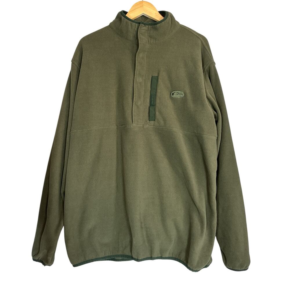 Drake Waterfowl Camp Fleece Pullover Fleece 3XL Army Green Zip Pockets Outdoors